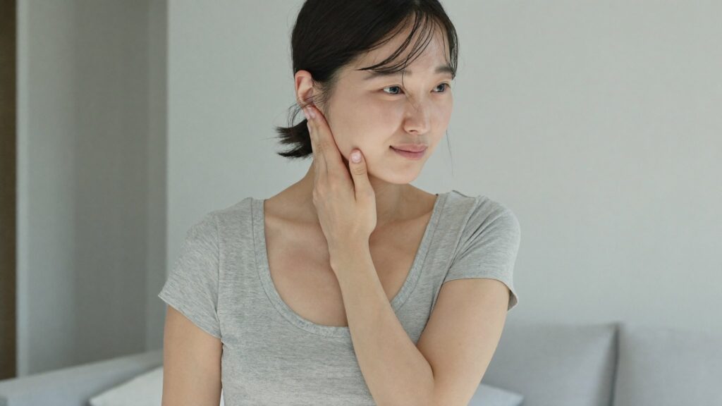 아침에 턱 뻐근함을 느끼는 성인 이갈이 증상